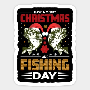 Christmas Fishing T - Shirt Design Sticker